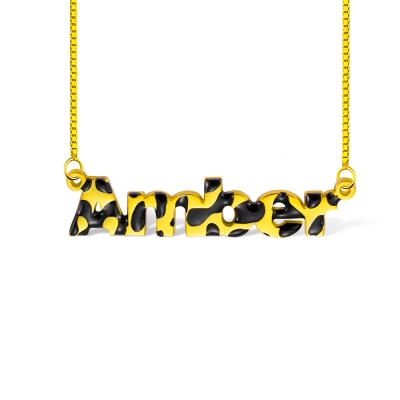 Custom Leopard Name Necklace
