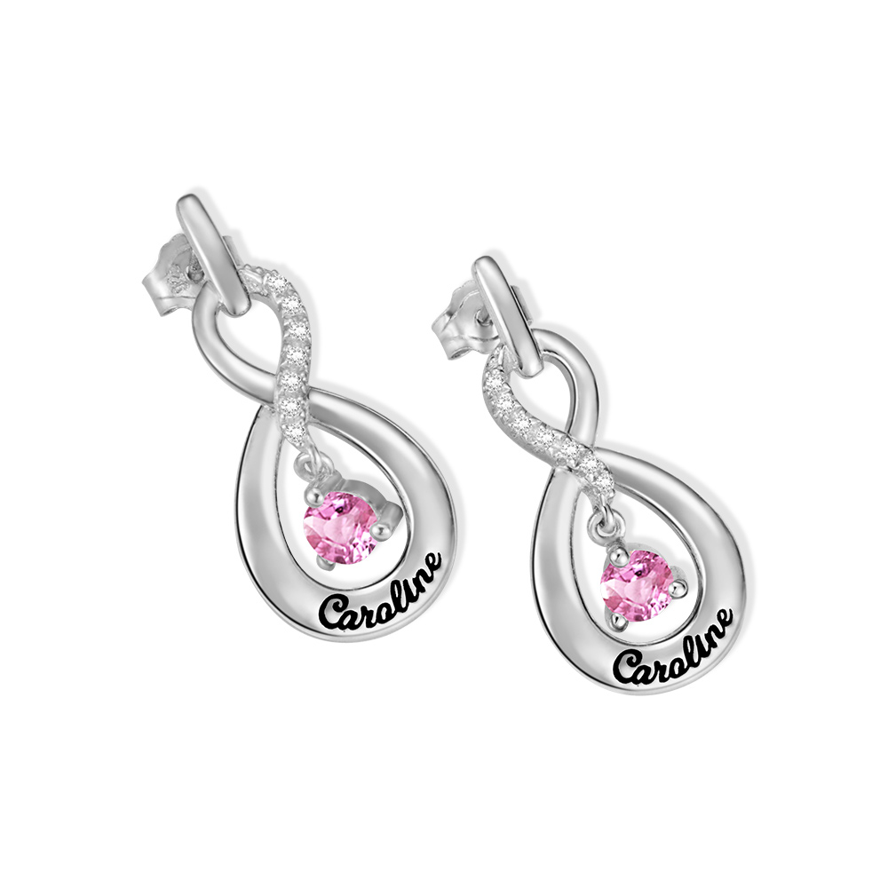 Brincos personalizados com nome Infinito com Dance Pedra do Nascimento