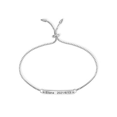Custom Bar Name Bracelet for Women, Stainless Steel, Adjustable Chain, Best Bridesmaid Birthday Graduation Gift
