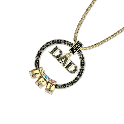 Personalized Men Necklace Engraved 3 Names Family Necklace for Dad