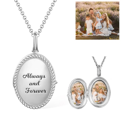Personalized Oval Photo Necklace, Engraved Oval Necklace.oval Locket Necklace, Oval Photo Necklace For Women/Wife/Her