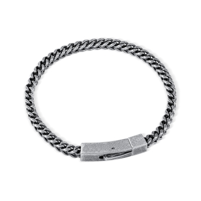 Personalized Bar Bracelet, Custom Name/Message Bracelet, Stainless Steel Engraved Men's Chain Bracelet, Gift for Him/Father/Grandpa/Husband/Boyfriend