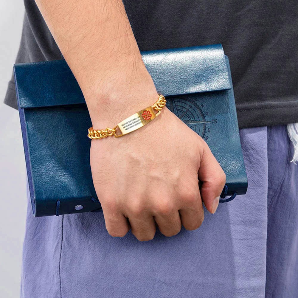 Custom Medical Bracelet, Waterproof Sport Alert ID Bracelet, Stainless