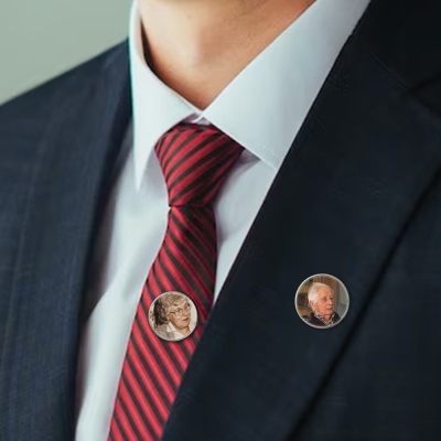 Custom Photo Lapel Pin, Memorial Boutonniere Pin for Men Suit, Personalized Wedding Day Gift for Him, Groom Gift, Custom Button Pins Design Your Own