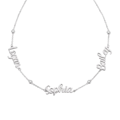 Custom Name Diamond Bezel Necklace, Adjustable Brass Necklace, Birthday/Christmas/Wedding Gift for Girls/Friends