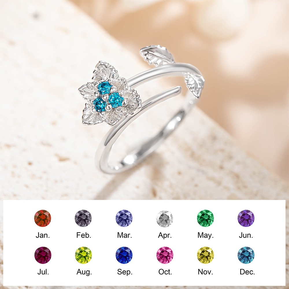 Family Tree Birthstone Ring 1- 5 Stones Sterling Silver, Mothers Day Rings  | eBay