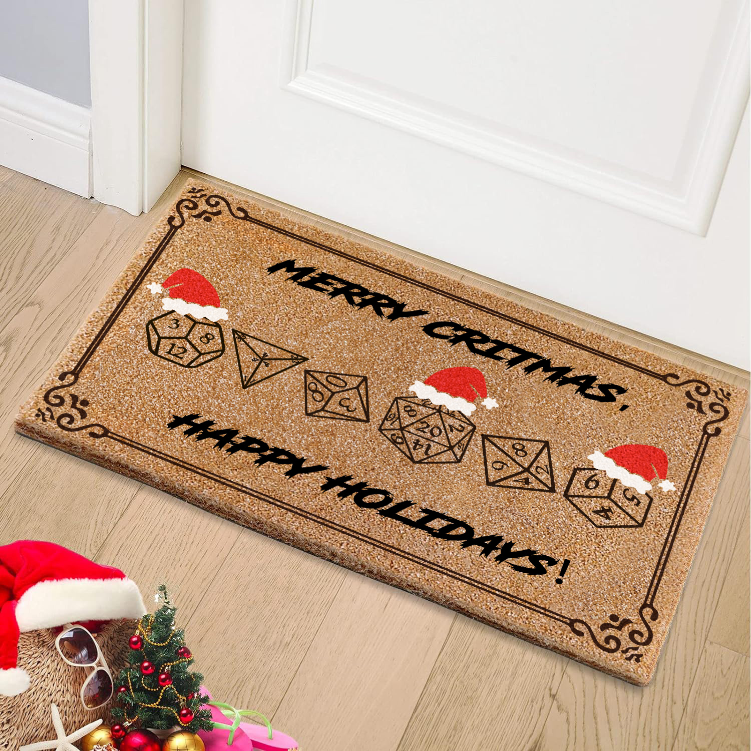Personalised Christmas Wreath Doormat, Christmas Door Mats, Custom