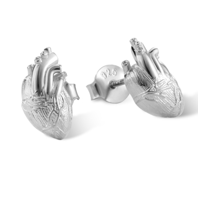 Orecchini a bottone a cuore anatomico, orecchini a cuore umano in argento sterling 925, gioielli da donna, regalo medico per infermiere/dottore/studenti di medicina