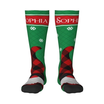 Calza di Natale rossa e verde con nome personalizzato, calza di Natale carina personalizzata, accessori natalizi, regali di Natale per amici/famiglia/bambini