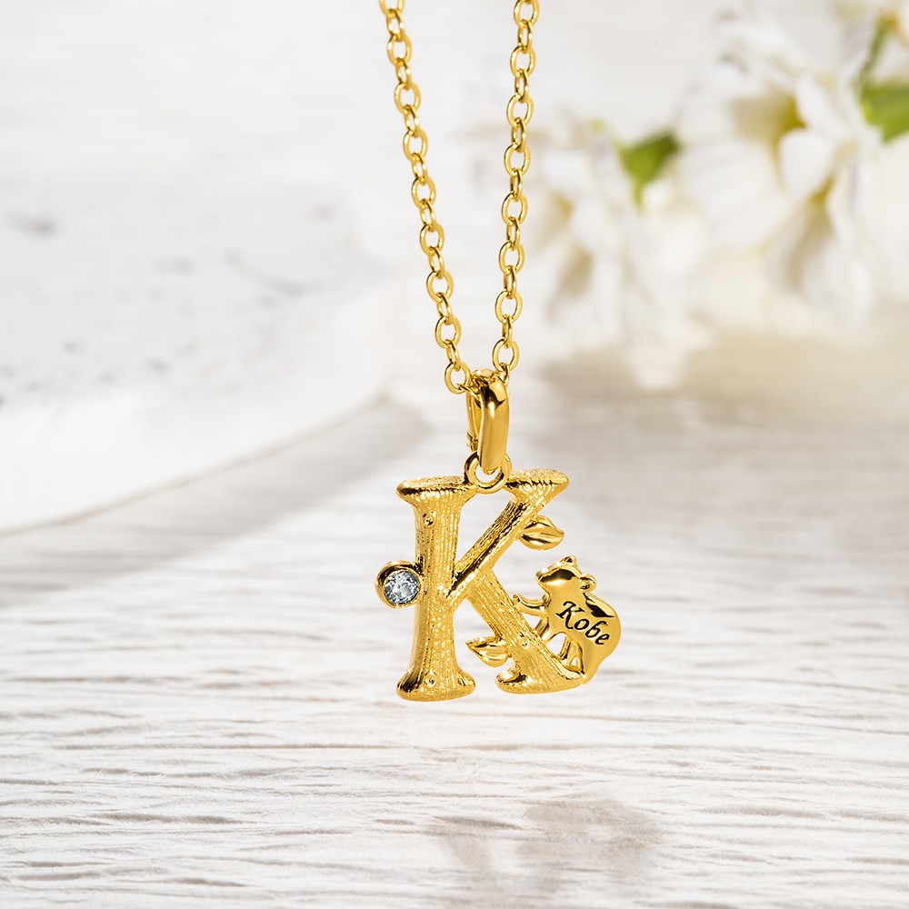 AnnaJewelBox 925 Sterling Silver Initial Name Necklace – Personalised Bridesmaid Wedding Gift – Cubic Zirconia
