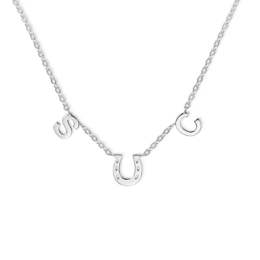 Collier personnalisé en fer à cheval avec deux initiales, collier porte-bonheur, cadeau d'anniversaire/mariage/anniversaire pour amoureux des chevaux/mariée/maman/meilleure amie