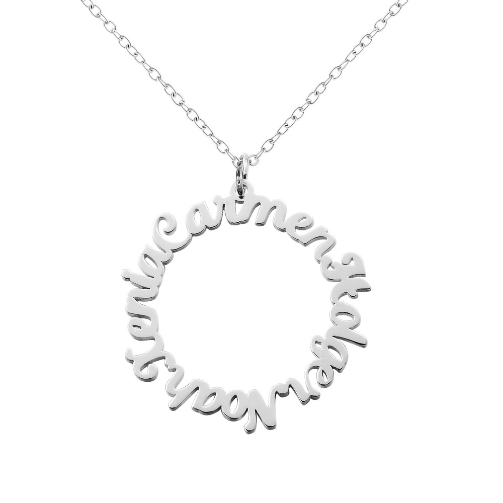 Collier cercle vintage avec nom personnalisé, collier personnalisé à noms multiples, collier maman, bijoux pour femmes, cadeau d'anniversaire, cadeau pour maman/femme/petite amie