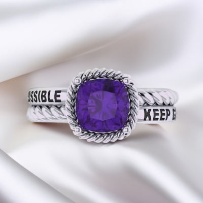 Custom Cushion Shape Birthstone Class Ring, High School & College Graduation Ring 2024, Sterling Silver 925 Mementos Jewelry, Graduation Gift