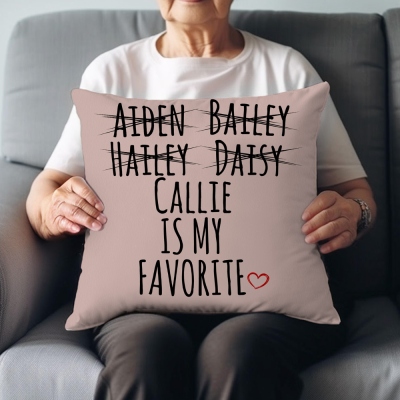 Custom Name Favorite Child Pillow Cover, Pillowcase with Optional Insert, Birthday/Mother's Day/Father's Day/Christmas Gift for Mom/Dad/Grandparents