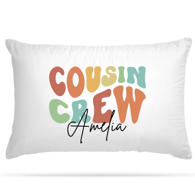 DIY Personalized Cousin Crew Pillowcase, Made for You to Color and Customize with Names, Perfect Family Party Gift