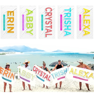 Personalized Name Shadow Block Beach Towel, Quick Dry Bath Towel, Towel for Sunbathing/Camping/Vacation/Summer Holiday, Gift for Family/Kids/Friends