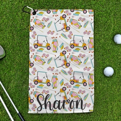 Personalized Name Golf Towel, Quick Dry Towel with Hanging Clip, Golf Accessories, Appreciation/Birthday/Christmas Gift for Team/Coach/Golf Lovers