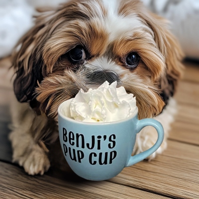 Personalized Mini Pup Ceramic Cup with Paw Print, Custom Dog Name Cup for Treat, Birthday/Anniversary Gift for Dog Mom/Dog Dad/Pet Lover