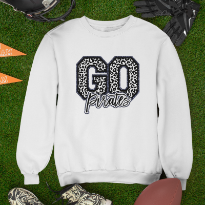 Personalized Name Leopard Print GO Design Sweatshirt, Multicolor Game Day Sports Crewneck, Birthday/Christmas Gift for Athletes/Sports Mom/Her