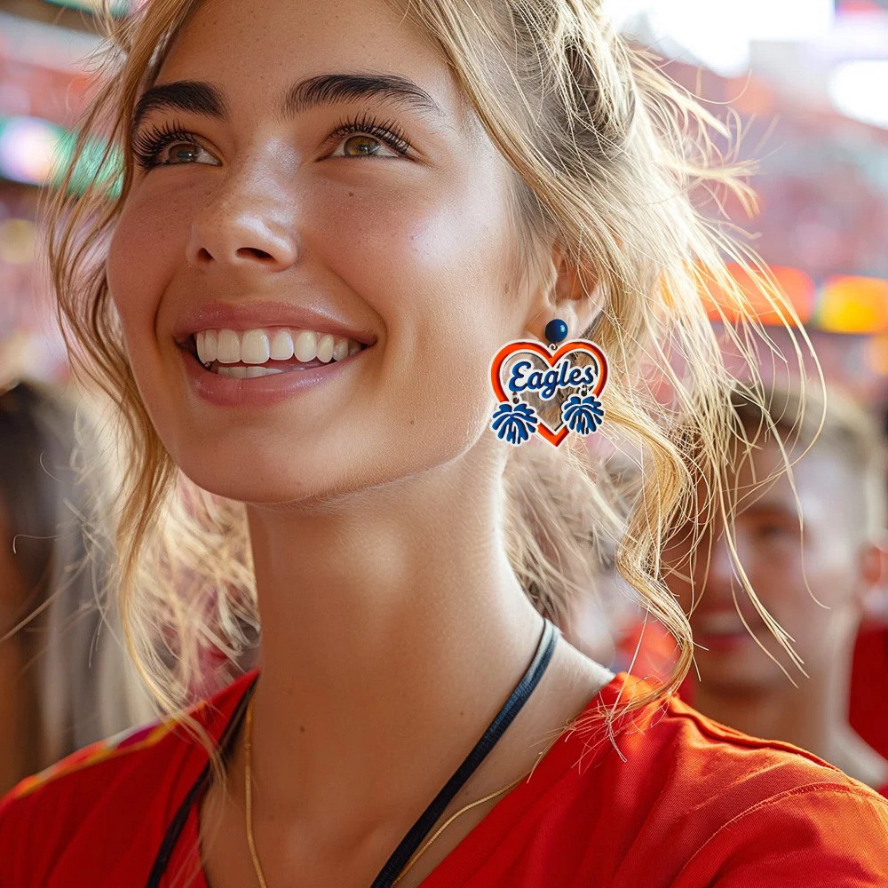 Custom Team Earrings, Personalized Name and Logo Dangle Jewelry for Game Day Fans