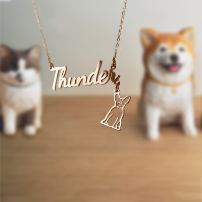 Personalized Name Dog Breed Silhouette Necklace, Sterling Silver 925 Dog Necklace with Name, Pet Memorial Jewelry, Gift for Dog Mom/Dog Dad/Pet Lover