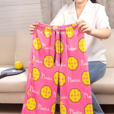 Custom Name & Number Softball/Volleyball Pajama Bottoms, Loose Drawstring Lounge Pants, Sleepover Party Costume, Sports Gifts for Players/Teammates