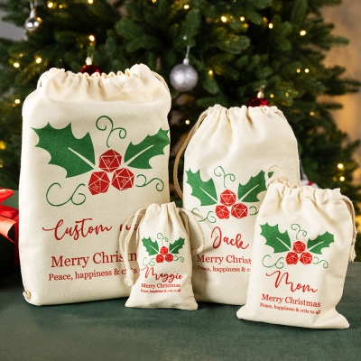 Custom Christmas Gift Bag Santa Sack, Xmas Gift Bags For Christmas Eve Box, Holiday Gift Bag, Christmas Gift Sack Santa Gift Bag, Canvas Christmas Bag