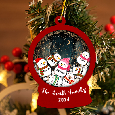 Personalized Snowman Name Christmas Shaker Ornament with Fairyland Background, Custom 4D Handmade Holiday Decoration, Unique Gift for Family