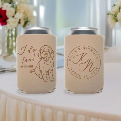 Personalized Pet Portrait Beer Can Cooler Sleeves Bulk, Custom Water Bottle Koozies Beverage Holder, Wedding/Birthday/Baby Shower Gift for Pet Lovers