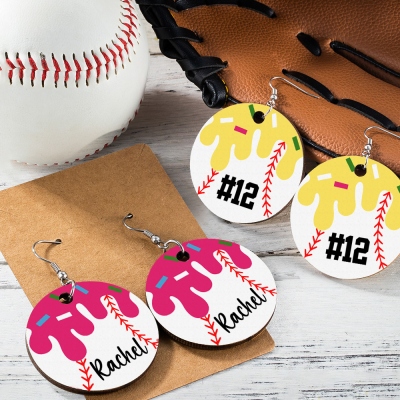 Ice Cream Baseball Earrings, Fun Dessert and Sports Inspired Jewelry, Unique Baseball and Ice Cream Charm Earrings, Cute and Playful Gift for Sports Fans