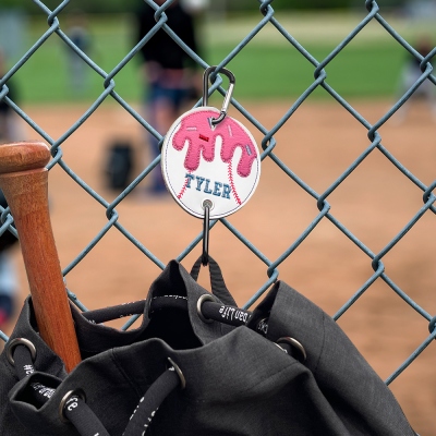 Custom Ice Cream Baseball & Softball Bag Charm, Personalized Name Embroidered Keychain, Unique Ice Cream Stick Baseball & Softball Bag Holder, Gift for Kids and Sports Lovers