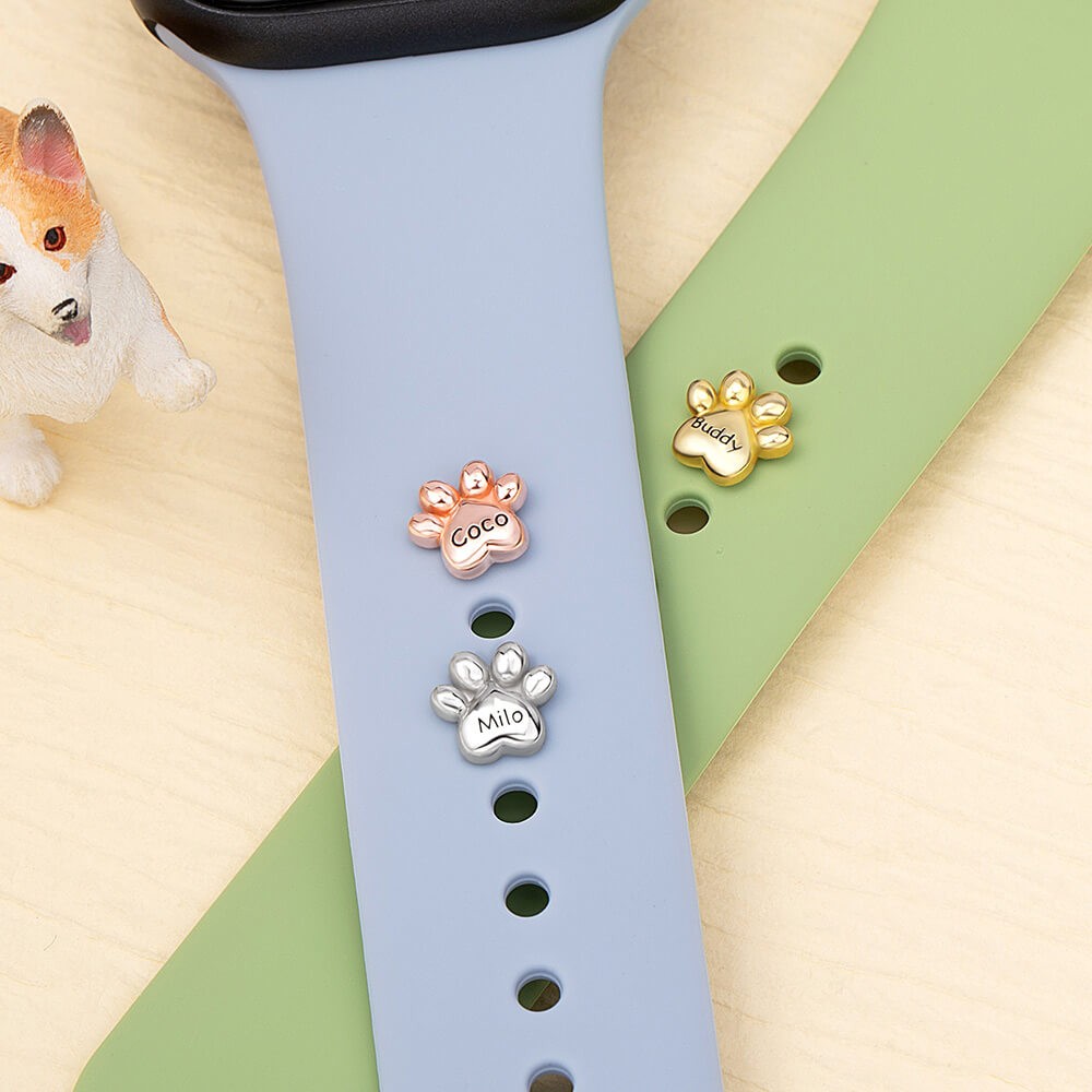 personalized bubble dog paw watch band charm