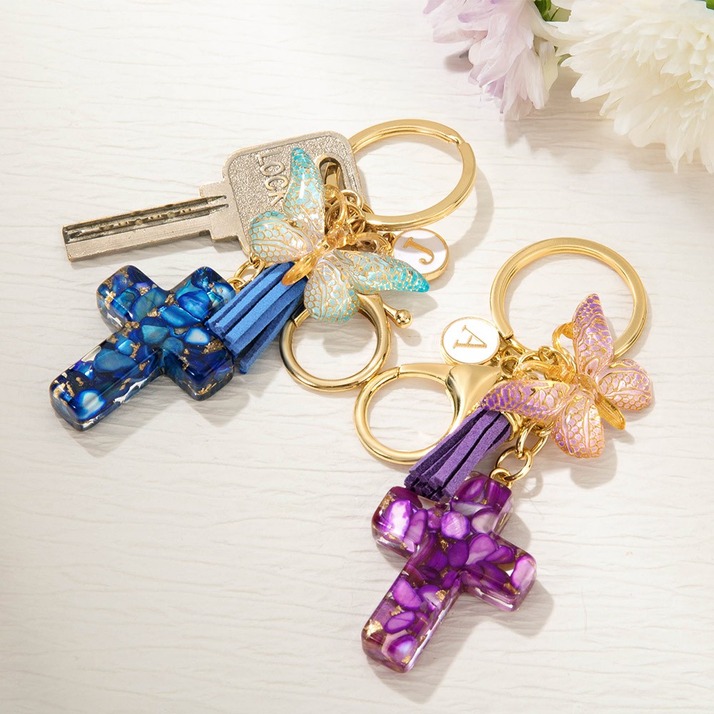 resin cross keychain