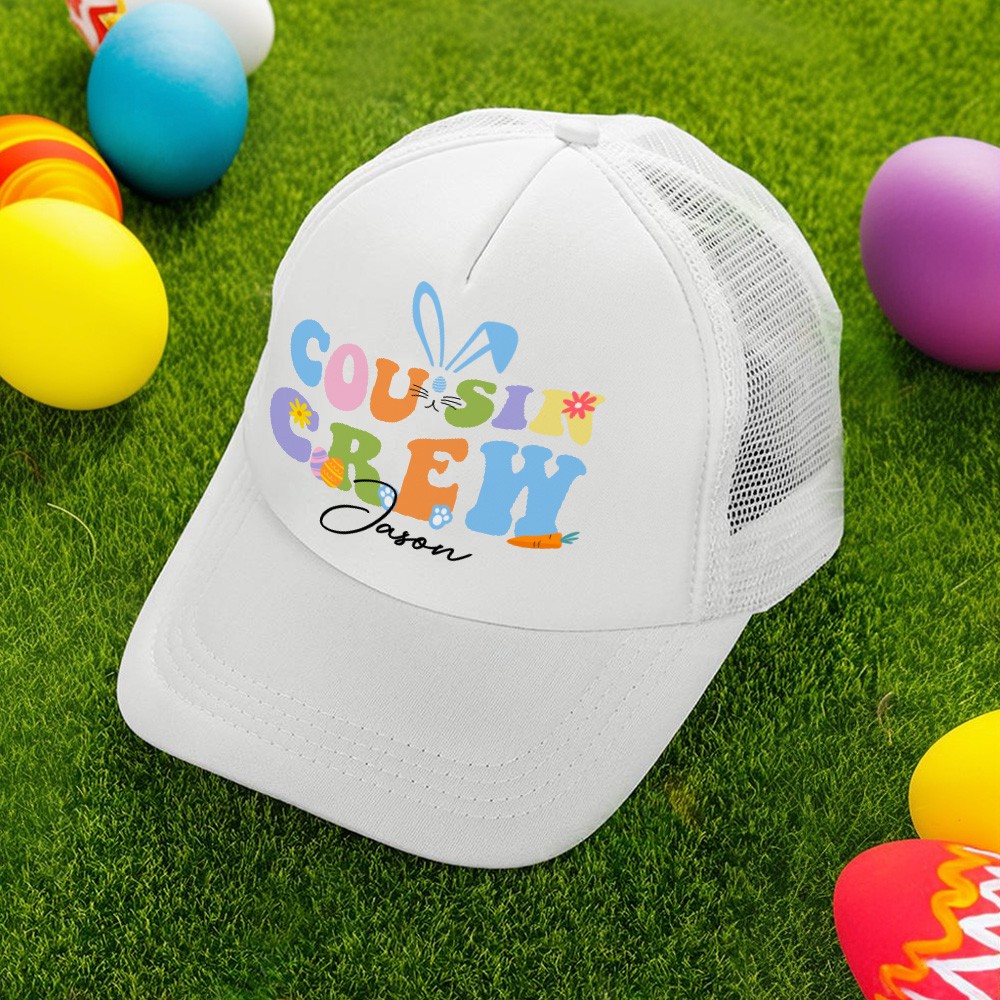 Personalized Cousin Crew Easter Baseball Hat, Custom Name Easter Cap for Family, Adjustable Hat for Kids and Adults, Holiday Gift for Easter Celebration