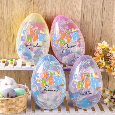 Personalized Cousin Crew Easter Eggs Custom Name, Multicolor Easter Egg for Family and Kids, Unique Holiday Gift for Easter Celebration