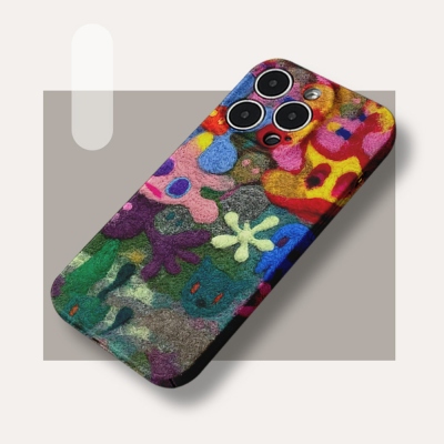 Verspielte bestickte Handyhüllen-Kollektion für Samsung und iPhone, süße Katze, Vögel und Blumenspaß