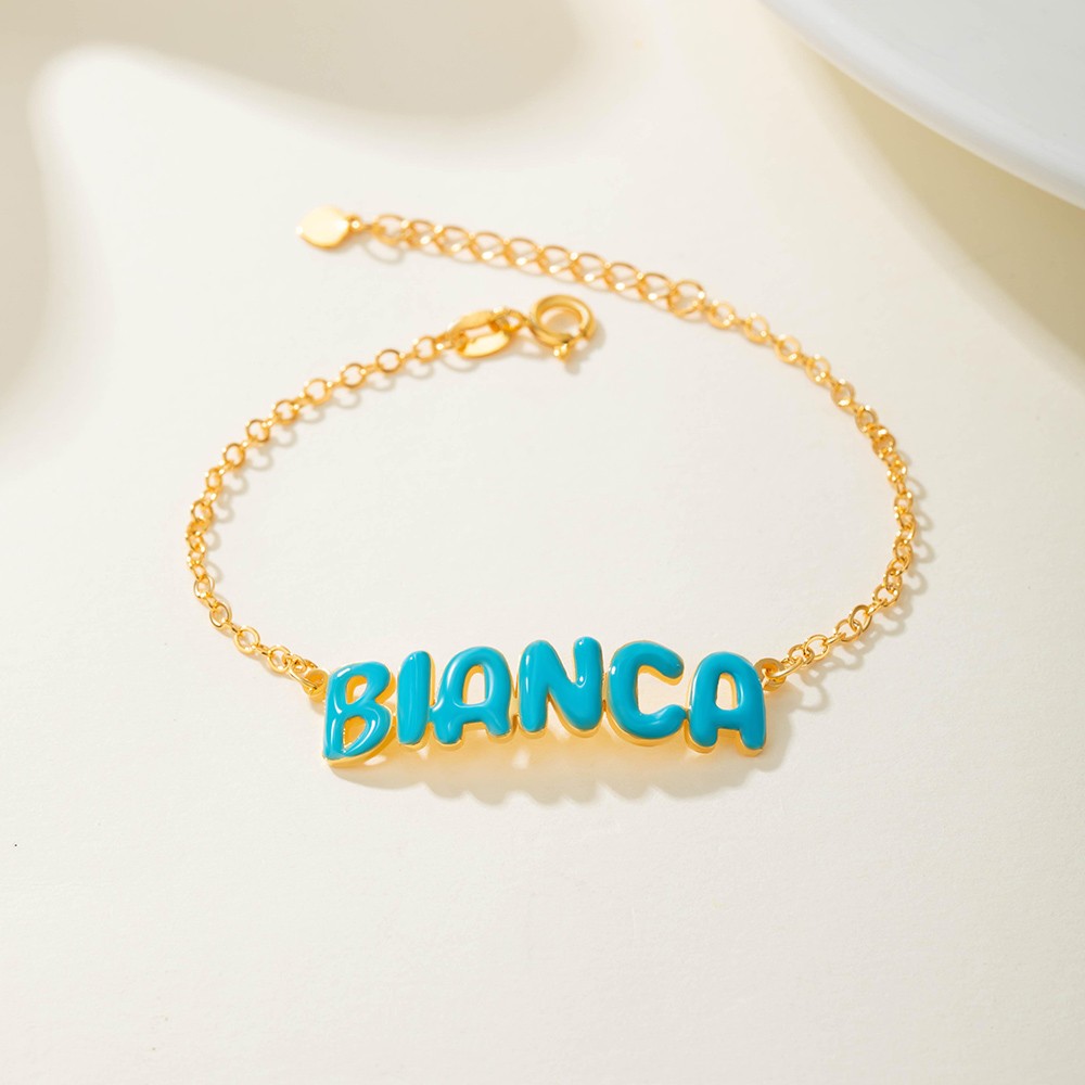 colorful bubble letter name bracelet