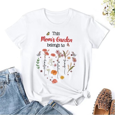 Personalized Names & Birth Flowers Grandma's Garden Shirt, Family Heart Floral T-Shirt/Sweatshirt, Birthday/Mother's Day Gift for Mom/Grandma/Family