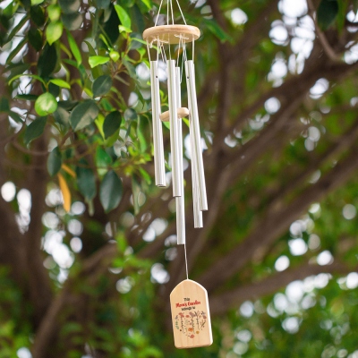 Personalized Names & Birth Flowers Grandma's Garden Wind Chime, Family Heart Floral Memorial Wind Chime, Home Decor, Mother's Day Gift for Mom/Grandma