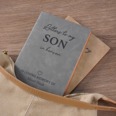 Personalized Name Letters to Loved Ones in Heaven Notebook, In Loving Memory of Family Leather A5 Journal, Memorial/Commemorative Gift for Loved Ones