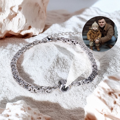Personalized Photo Projection Adjustable Chain Bracelet, Minimalist Jewelry, Birthday/Father's Day/Anniversary Gift for Him/Dad/Husband/Boyfriend