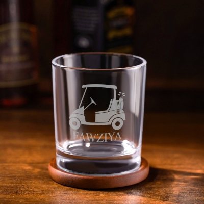 Personalized Name Golf Design Wine Glass, Men's Whiskey Glass/Tallo Glass/Tondo Glass, Retirement/Birthday/Father's Day Gift for Golf Lovers/Him/Dad