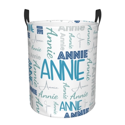 Personalized Name Word Cloud Collapsible Storage Basket with Handle, Large Capacity Laundry Basket for Bathroom/Nursery, Gift for Kids/Family