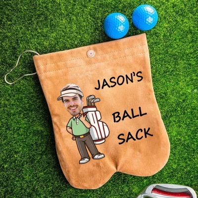 Personlig golfbollsäck med namn och ansiktsfoto, bärbar golfbollsväska i flanell, golftillbehör, present till golfälskare/pappa/make/män