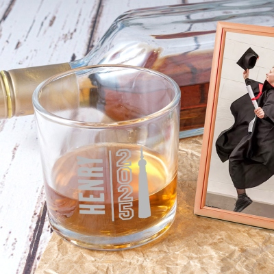 Personalized Name Graduation Wine Glass, Class of 2025 College Glass, Whiskey Glass/Tallo Glass/Tondo Glass, Graduation Gift for Family/Friends