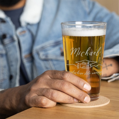 Personalized Name Graduation 16oz Beer Mug with Handle/Beer Pint Glass, Class of 2025 Graduation Keepsake, Graduation Gift for Family/Friends/Students