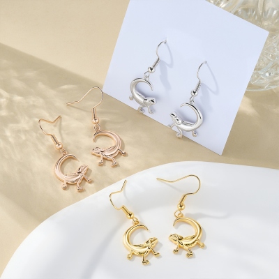 Dainty Bearded Dragon Dangle Earrings, Sterling Silver 925 Minimalist Women's Jewelry, Birthday/Anniversary Gift for Animal Lovers/Her/Mom/Friends