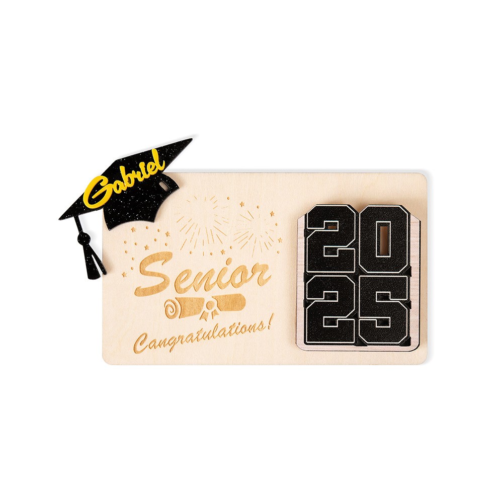 Personalized Name Graduation Money & Gift Card Holder, Custom Class of 2025 Graduation Cap Wood Card Box with Quote, Gift for Graduates/Students