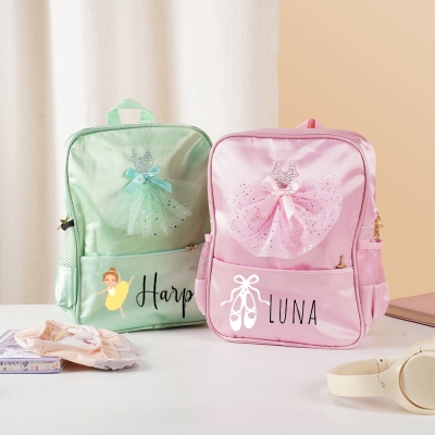 Personalized Name Little Ballerina Children's Bag, Waterproof Ballet Tutu Dance Backpack, Birthday/Back to School Gift for Girls/Daughter/Sister/Niece