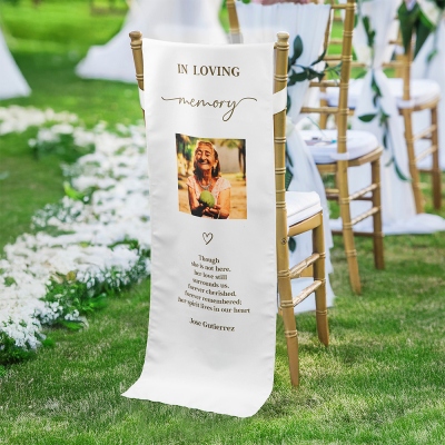 Personalized Photo Wedding Reserved Memorial Chair Sign, For Those We Love so Much Fabric Sign, In Loving Memory Wedding Chair Banner, Wedding Gift